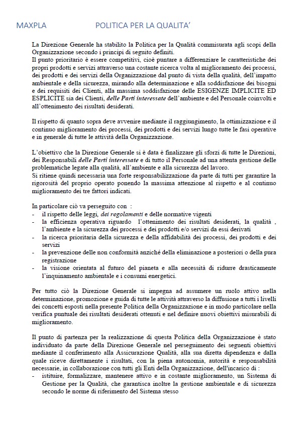 Politica per la qualità